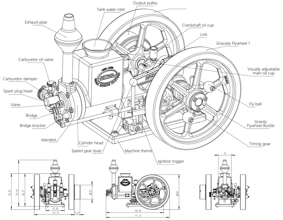 Stationary Engine Horizontal IC Engine Model That Works